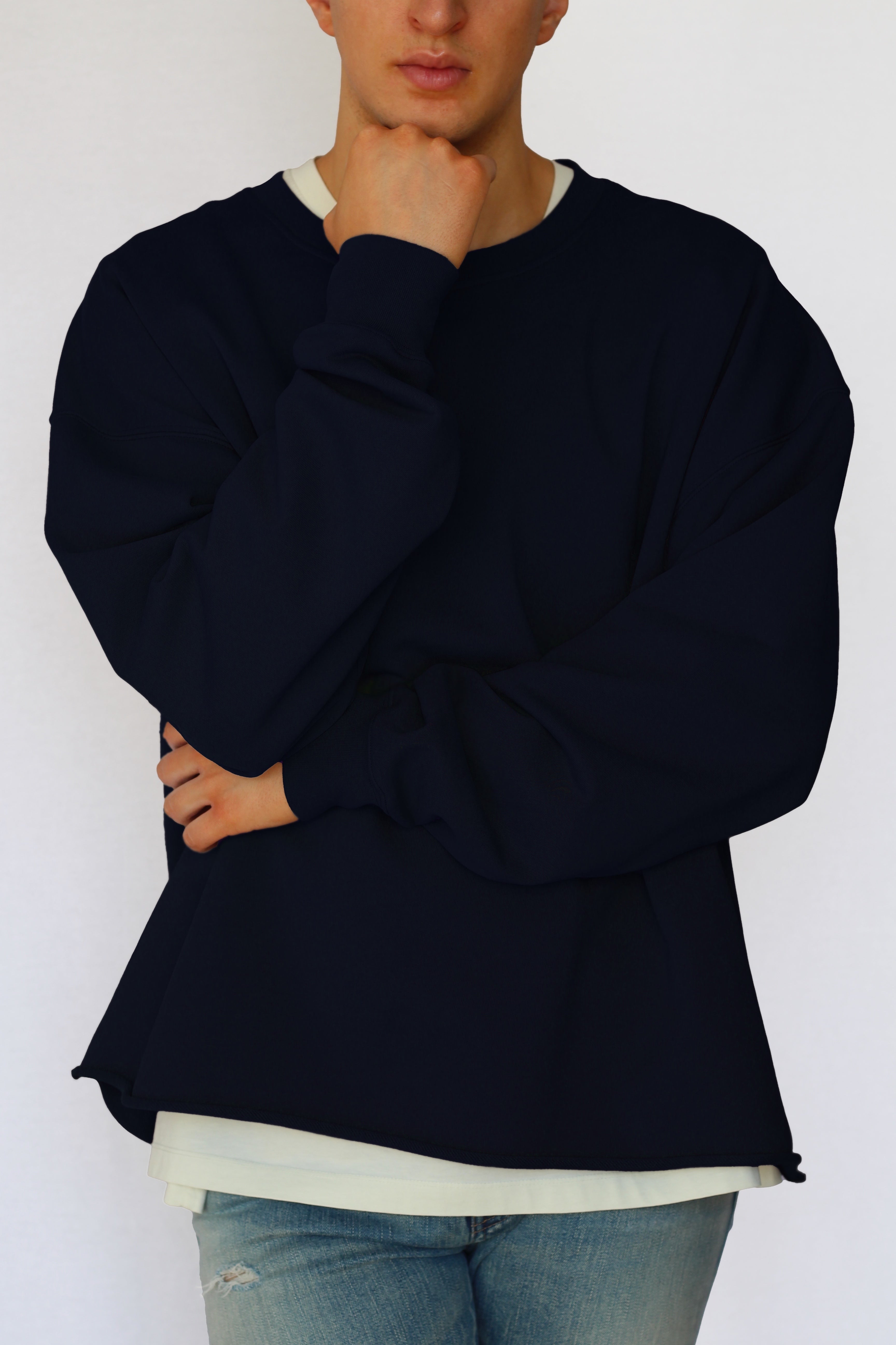oversized raw-edge sweatshirt - navy blue - Commun des Mortels