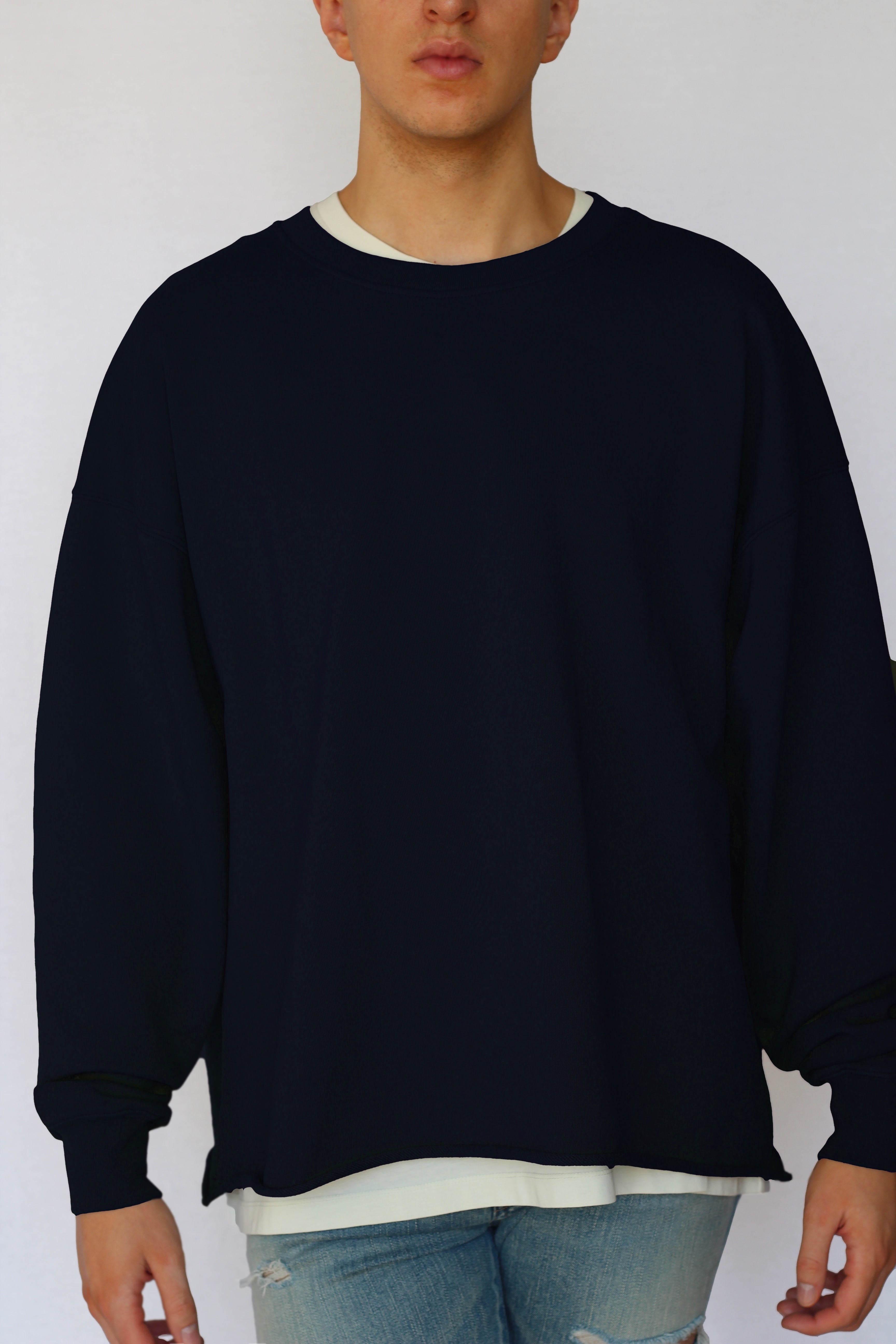 oversized raw-edge sweatshirt - navy blue - Commun des Mortels
