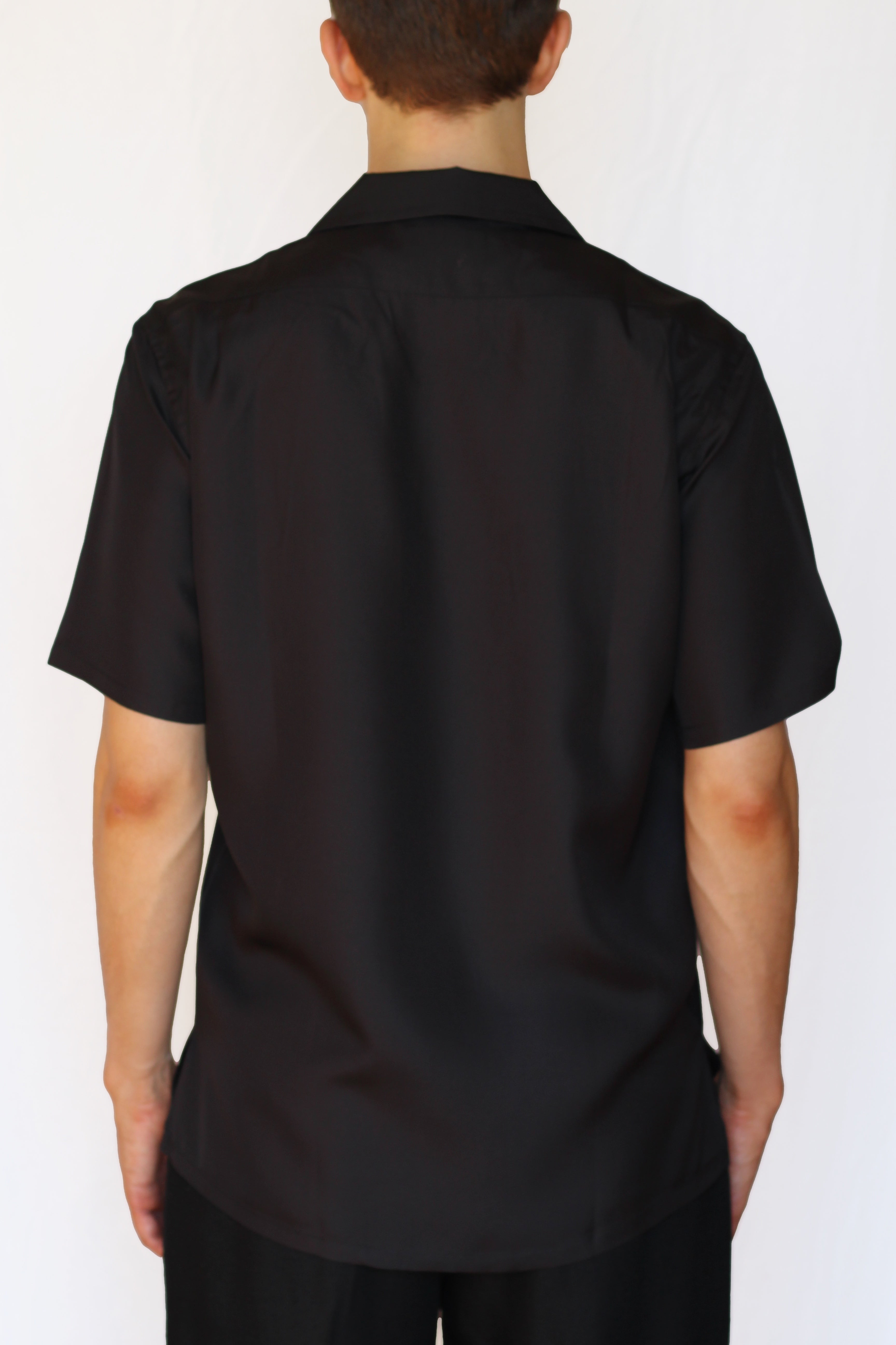 silk camp collar shirt - black - Commun des Mortels
