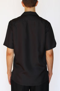 silk camp collar shirt - black - Commun des Mortels
