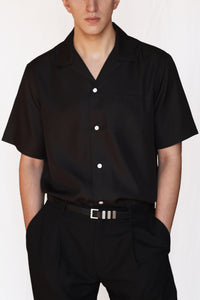 silk camp collar shirt - black - Commun des Mortels