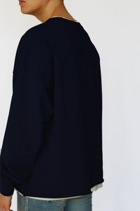 oversized raw-edge sweatshirt - navy blue - Commun des Mortels