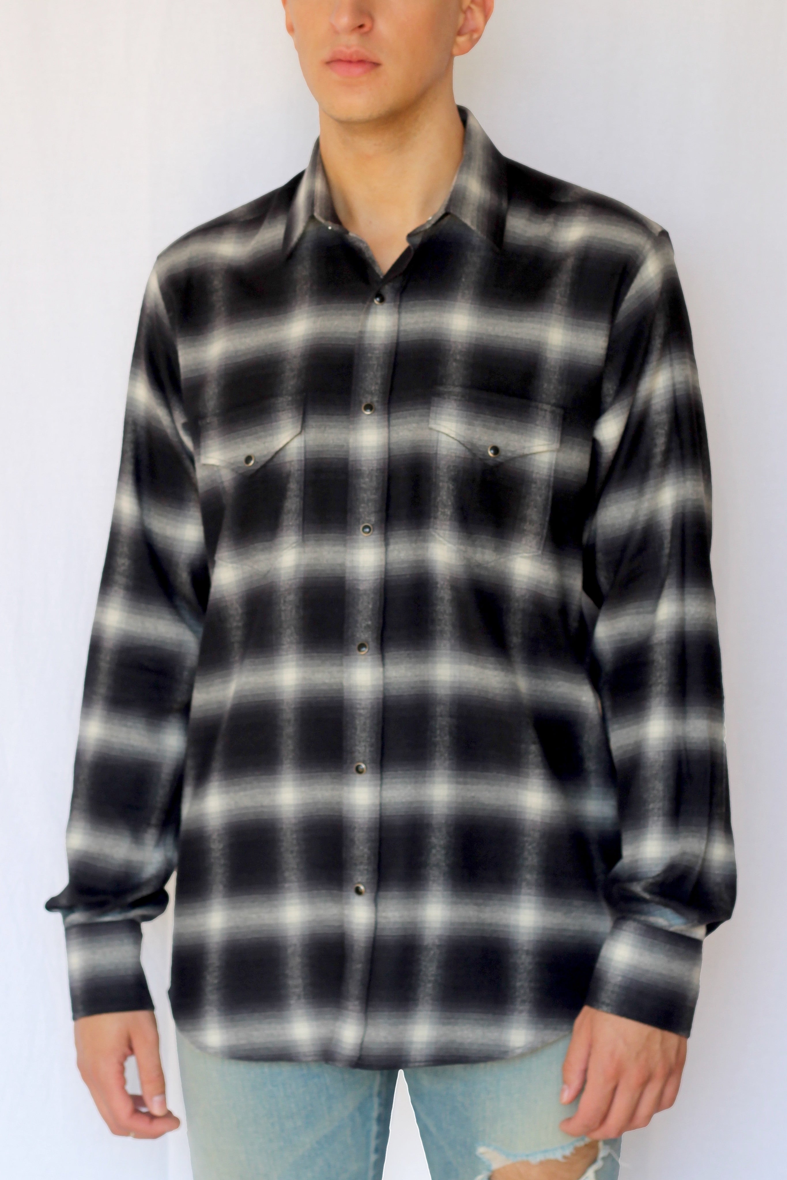 shadow plaid western shirt - asphalt - Commun des Mortels