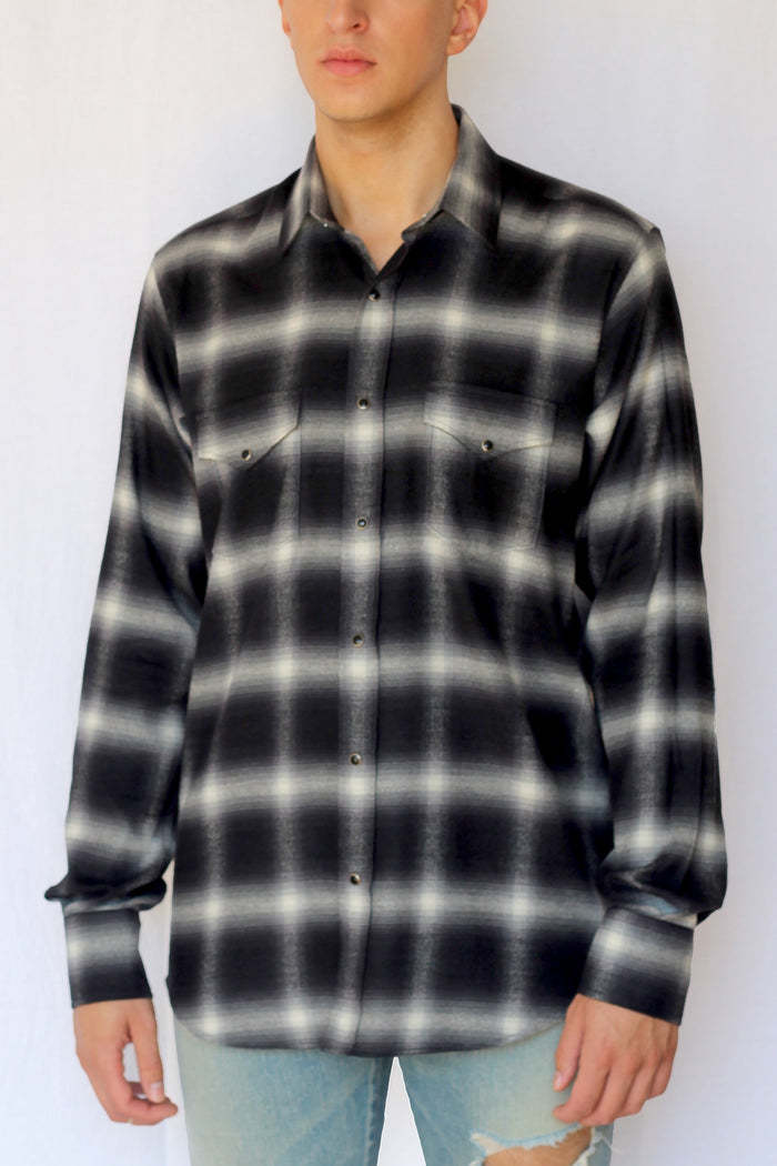 shadow plaid western shirt - asphalt - Commun des Mortels