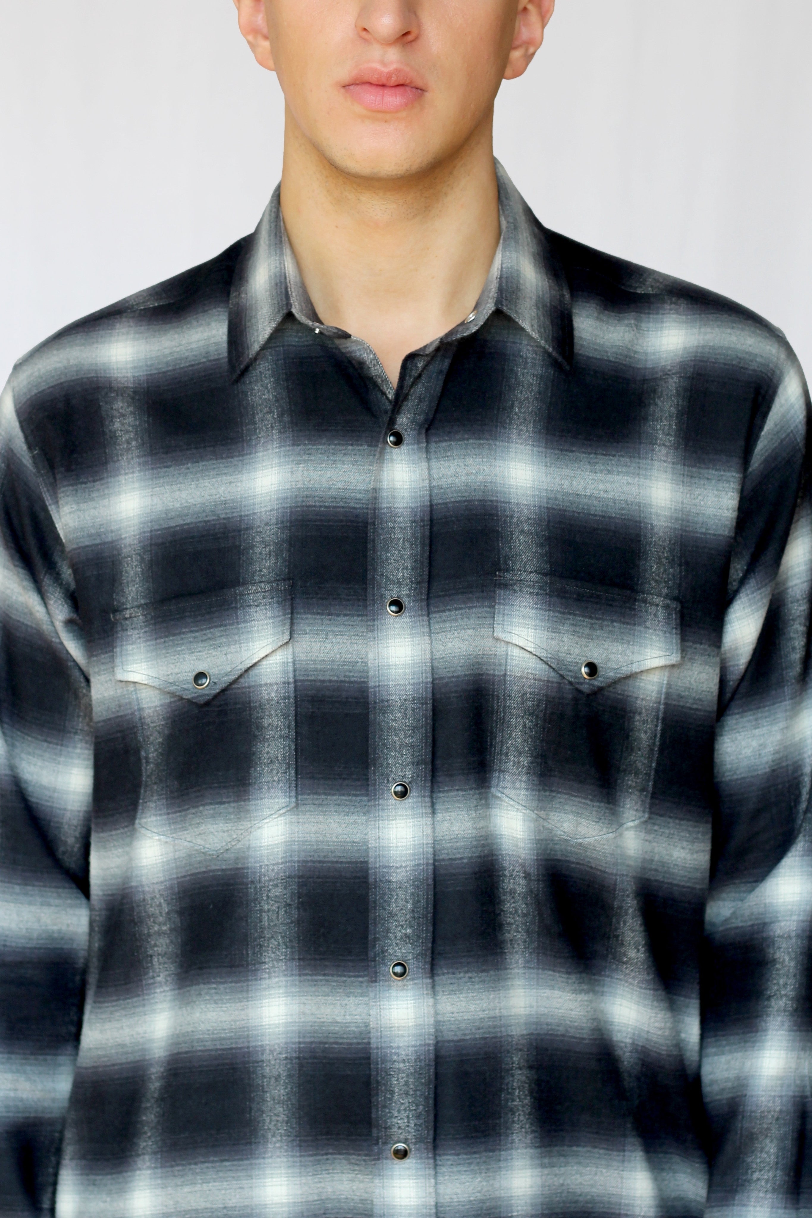 shadow plaid western shirt - asphalt - Commun des Mortels