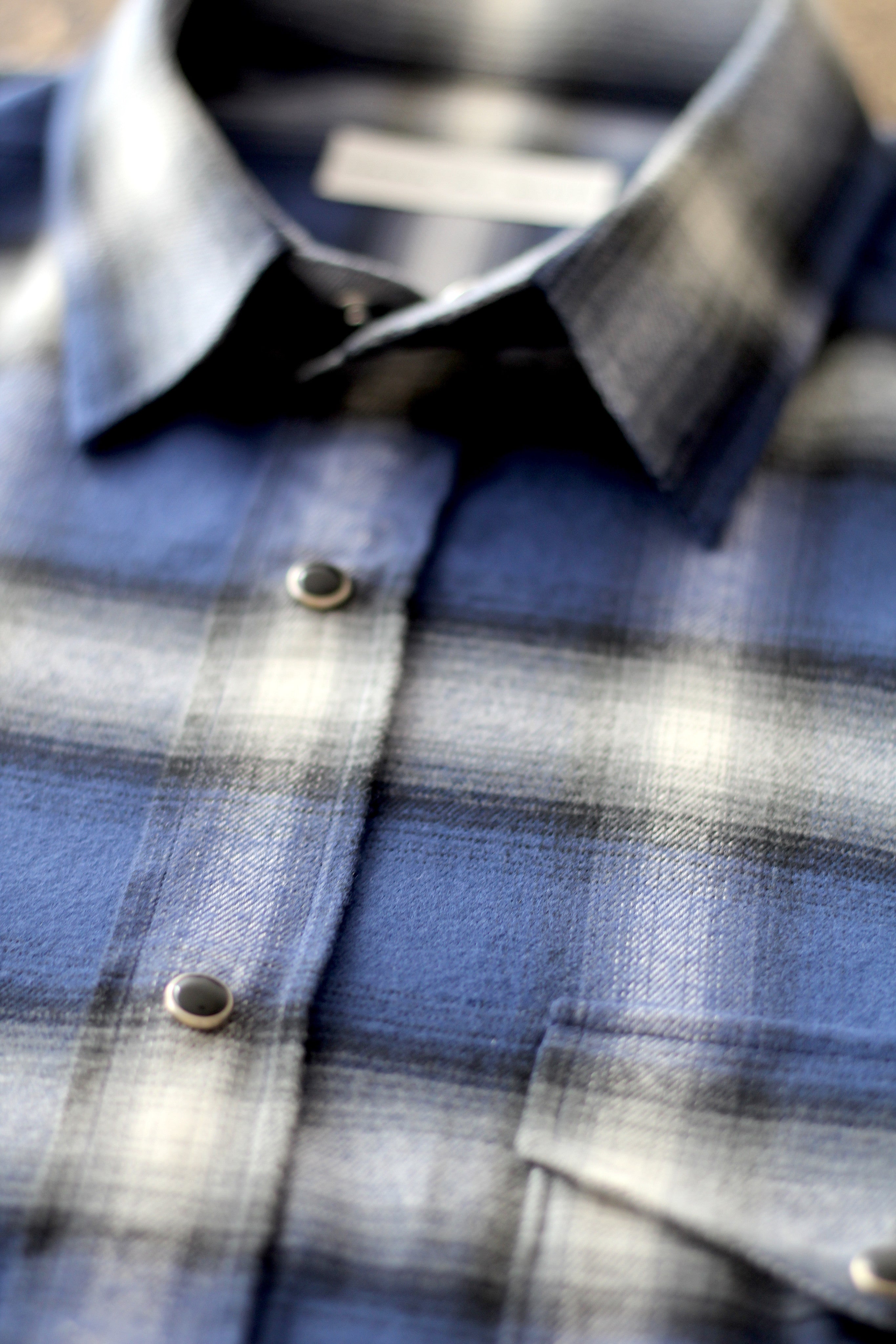 shadow plaid western shirt - klein blue - Commun des Mortels