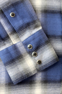 shadow plaid western shirt - klein blue - Commun des Mortels