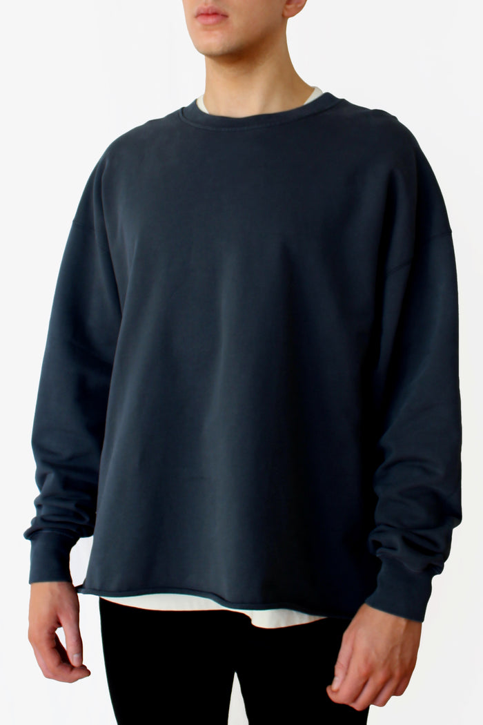 oversized raw-edge sweatshirt - nori black - Commun des Mortels