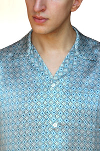 silk camp collar shirt - fjord blue - Commun des Mortels