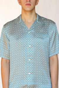 silk camp collar shirt - fjord blue - Commun des Mortels