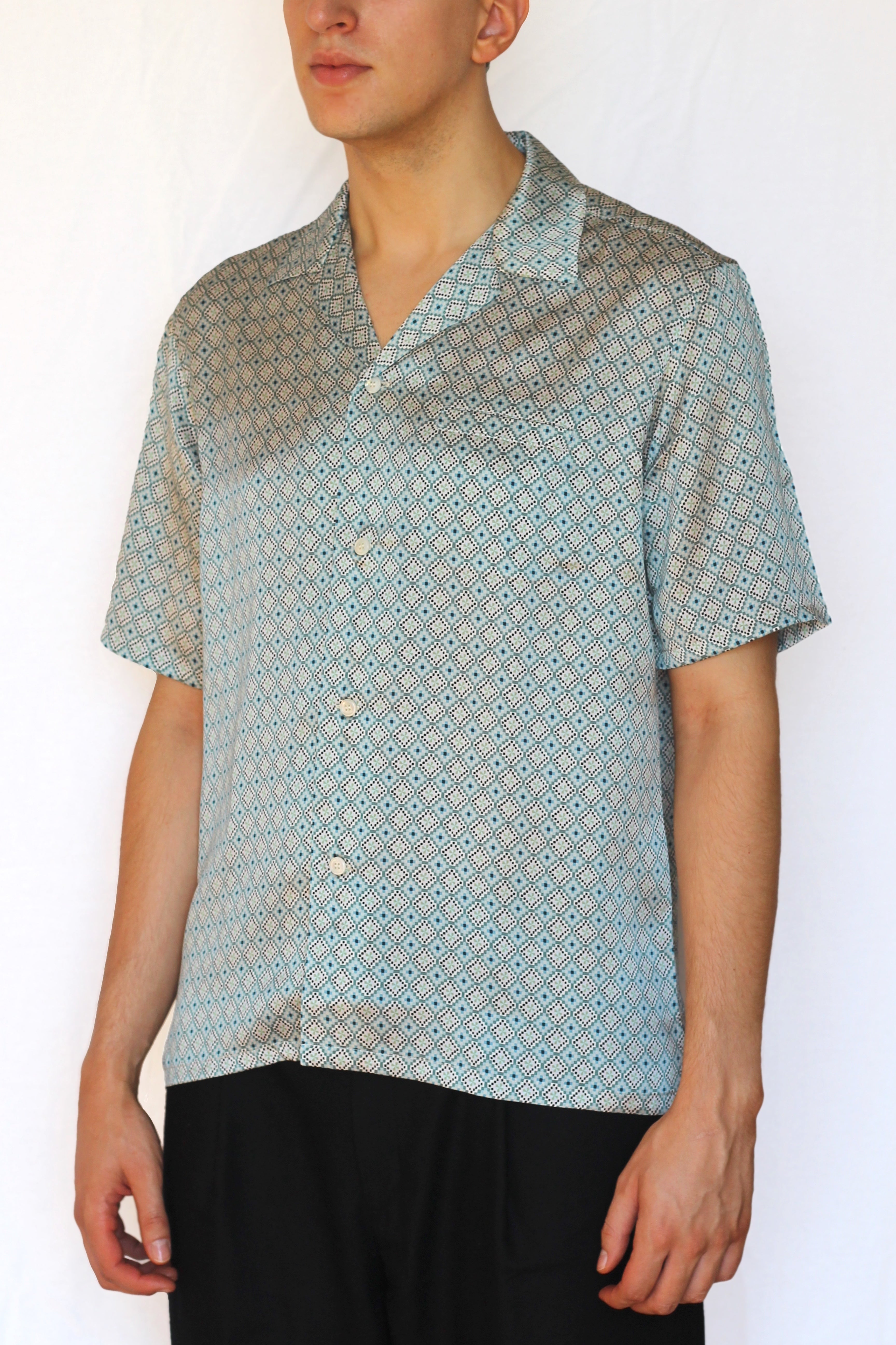 silk camp collar shirt - fjord blue - Commun des Mortels
